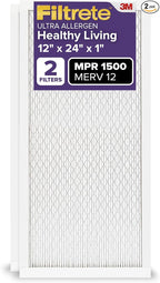 Filtrete 12x24x1 AC Furnace Air Filter, MERV 12, MPR 1500, CERTIFIED asthma & by Filtrete