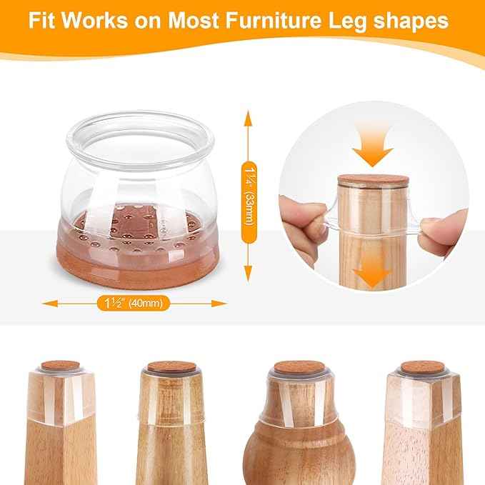 CHUNZEXI 16 Pack Chair Leg Floor Protectors