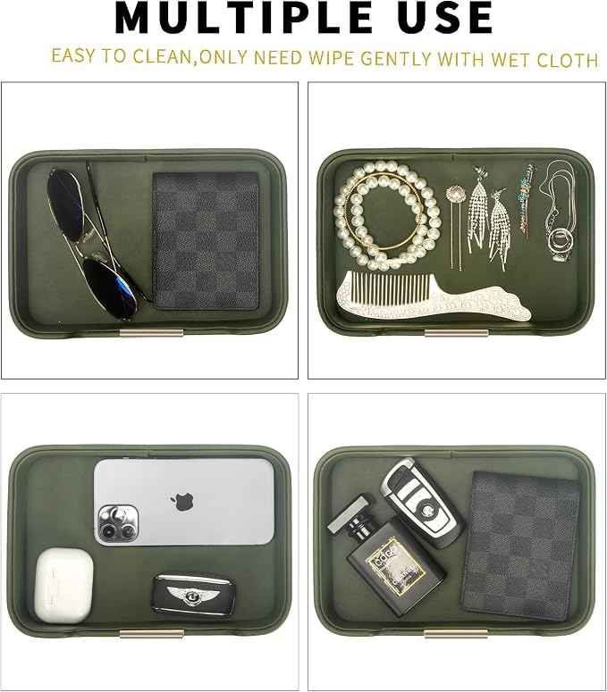 SANZIE Luxury Leather Tray Desktop Storage Catchall Organizer Decorative Tray