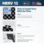 BNX TruFilter 14x14x1 MERV 12 Odor Defense AC Furnace Air Filter - Image 8