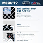 BNX TruFilter 14x24x1 MERV 12 Odor Defense AC Furnace Air Filter - Image 8