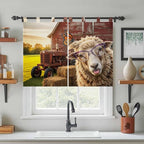 Farm Sheep Bedroom Curtains 63 Inch Length, Window Curtains Tab Top, Farmhouse - Image 3
