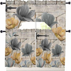Vintage Tulip Swag Kitchen Curtains Valance and Tier Set, Farmhouse Retro Blue - Image 7