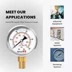 Glycerin-Filled Pressure Gauge, Brass Internal 2-Inch Gauge, Stainless Steel - Image 7