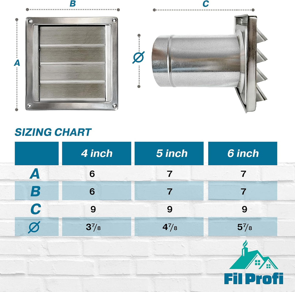 (4 Inch) Wall Vent Cover with Metal Mesh Screen,Exterior Hood Vent for