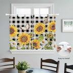 Sunflowers Kitchen Curtains 45 Inch Length, Short Cafe Window Curtains Tab Top - Image 4