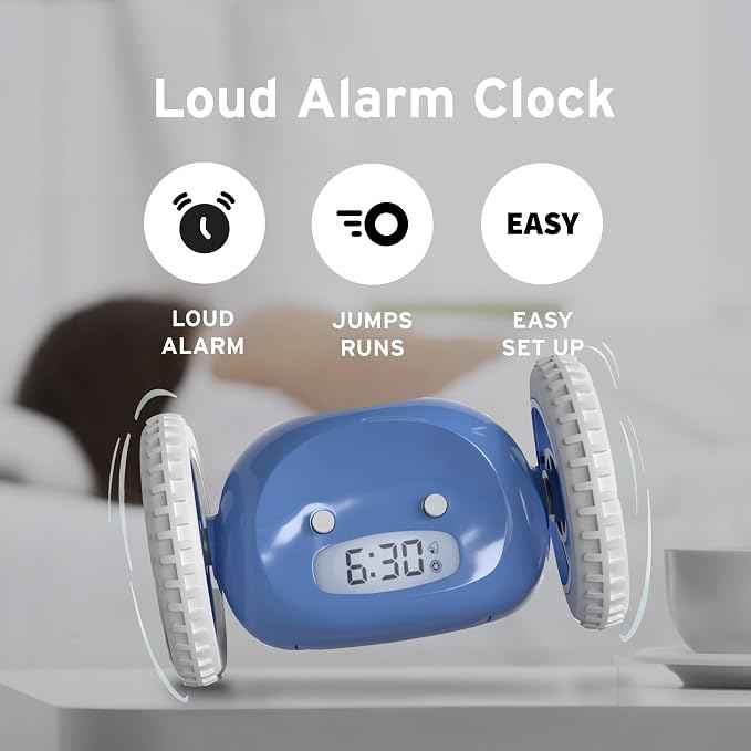 CLOCKY Extra Loud Alarm Clock for Heavy Sleepers on Wheels Rolls Runs Away