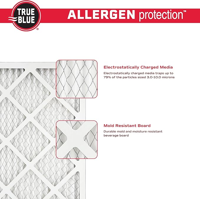 True Blue 12x30x1 MERV 11 Allergen Air Filter | Electrostatic Pleated HVAC - Image 5