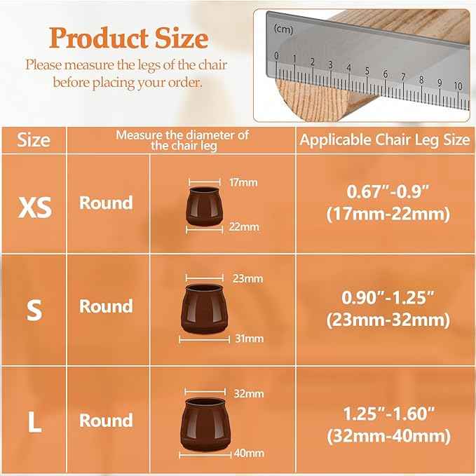 16pcs Round Chair Leg Floor Protectors, Felt Pads Chair Leg Protectors