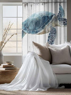 Sheer Curtains 72 Inches Long, Sea Turtle Teal Blue Semi Sheer Curtains Light - Image 4