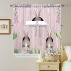 Swag Valance Curtains, Easter Cute Rabbit and Colorful Eggs Rod Pocket Valances - Image 8