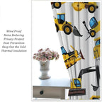 Kids Construction Equipment Window Curtains, Excavator Tractor Tow Truck Rod - Image 5
