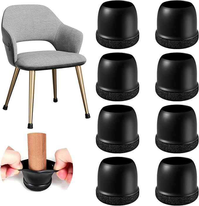 24 Pcs Chair Leg Protectors for Hardwood Floors, Silicone Felt Furniture Leg