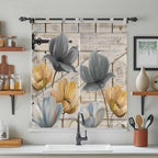 Spring Tulips Flower Bathroom Curtains 63 Inch Length, Window Curtains Tab Top - Image 3