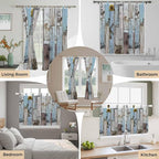 Blue Grey Wooden Kitchen Curtains 36 Inch Length, Small Window Curtains Tab Top - Image 7