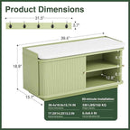 Hall Tree with Bench and Shoe Storage, Entryway Bench with Sliding Door Cabinet