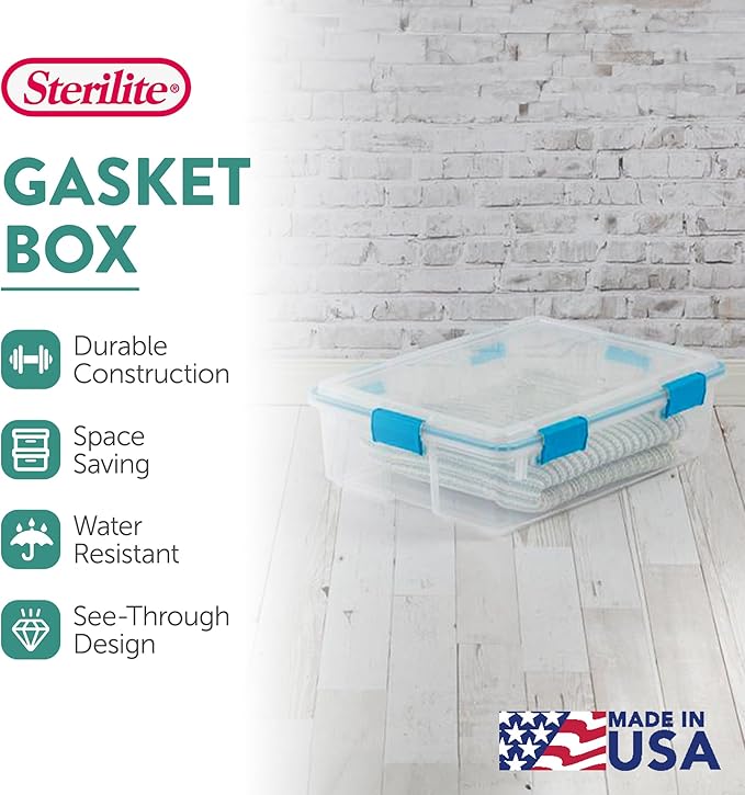 Sterilite 4-Pack Gasket Box, Home Storage Organizer Bins - Image 3