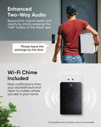 WYZE Wireless Duo Cam Video Doorbell, Battery Powered, 2K Full HD Video