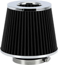 PTNHZ Universal Black 3" 76mm High Flow Cold Air Intake Cone Air Filter Power by PTNHZ+RACING