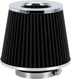 PTNHZ Universal Black 3" 76mm High Flow Cold Air Intake Cone Air Filter Power by PTNHZ+RACING