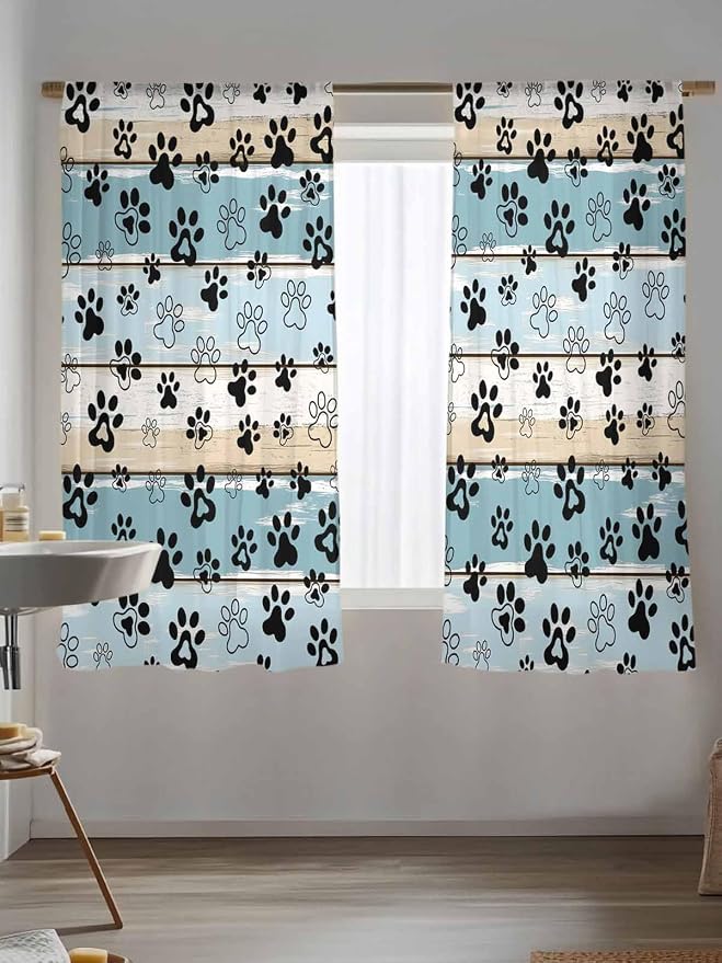 Sheer Curtains 72 Inches Long, Vintage Farmhouse Country Wood Grain Privacy - Image 5