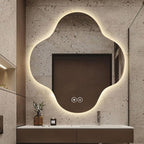 Irregular Bathroom Mirror with LED Light, Wall Mounted Mirror with Demister Pad by YUGXTH
