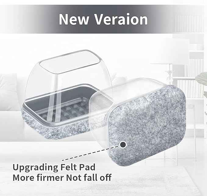 Ezprotekt 8 Pcs Rectangle Grey Felt Chair Leg Floor Protectors