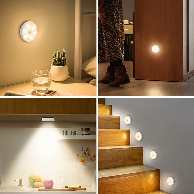 Warm Color LED Closet Lights Motion Sensor Puck Light, USB Rechargeable Battery - Image 7