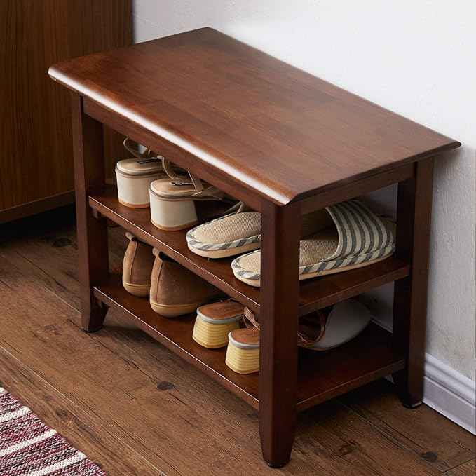 XKZG Storage Bench Wooden Shoe Rack Bench Rustic Solid Wood Entryway Bench