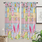 Colorful Easter Living Room Curtains 72 Inches length, Spring Watercolor Bunny - Image 2