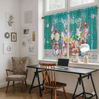 Spring Flowers Kitchen Curtains, Farmhouse Watercolor Teal Wood Grain Light - Image 6