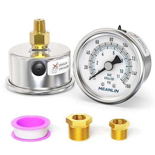 MEANLIN MEASURE 0~160Psi Dry Pressure Gauge Stainless Steel 1/8" NPT 2" FACE by MEANLINMEASURE