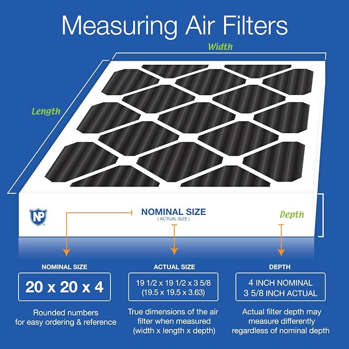 Nordic Pure 20x20x4 Pure Carbon Pleated Odor Reduction Merv 8 Furnace Filter 1 - Image 2