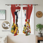 Cow Sunflowers Bathroom Curtains 63 Inch Length, Window Curtains Tab Top - Image 5