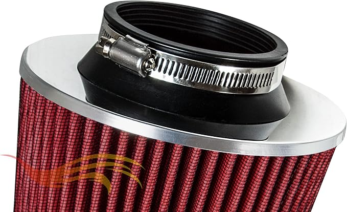 RED 3.5" 89 mm Inlet Narrow Air Cone Replacement Performance Washable Clamp-On - Image 8
