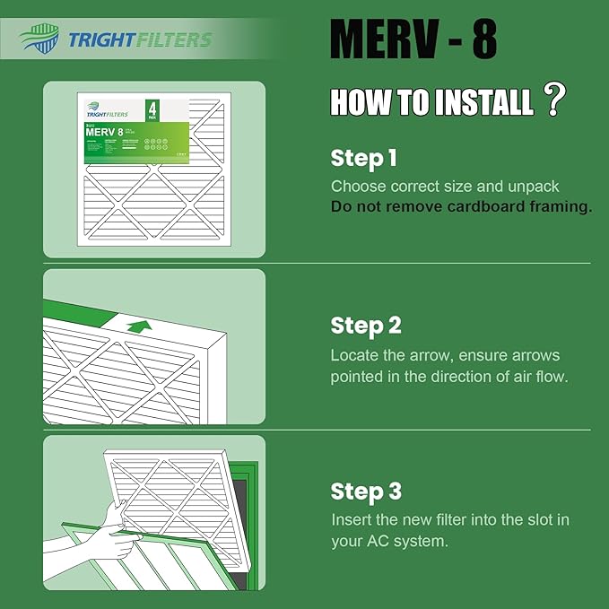 14x25x1 Air Filter 4 Pack, MERV 8 Pleated Dust Defense Air Filters Replacement - Image 7