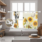 Yellow Sunflowers Kitchen Curtains 36 Inch Length, Small Window Curtains Tab Top - Image 5