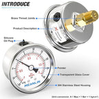 MEANLIN MEASURE -30inHG~30Psi Vacuum Gauge Stainless Steel 1/4" NPT 2" FACE - Image 4