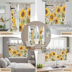 Farm Flowers Kitchen Curtains 45 Inch Length, Short Cafe Window Curtains Tab Top - Image 7
