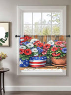 Sheer Curtains 45 Inch Length, Retro Independence Day Flag Wood Grain Privacy - Image 2