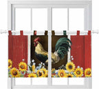 Chicken Sunflowers Kitchen Curtains 36 Inch Length, Small Window Curtains Tab by Unknown
