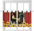 Chicken Sunflowers Kitchen Curtains 24 Inch Length, Small Window Curtains Tab by Unknown