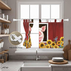 Pigs Sunflowers Kitchen Curtains 36 Inch Length, Small Window Curtains Tab Top - Image 5