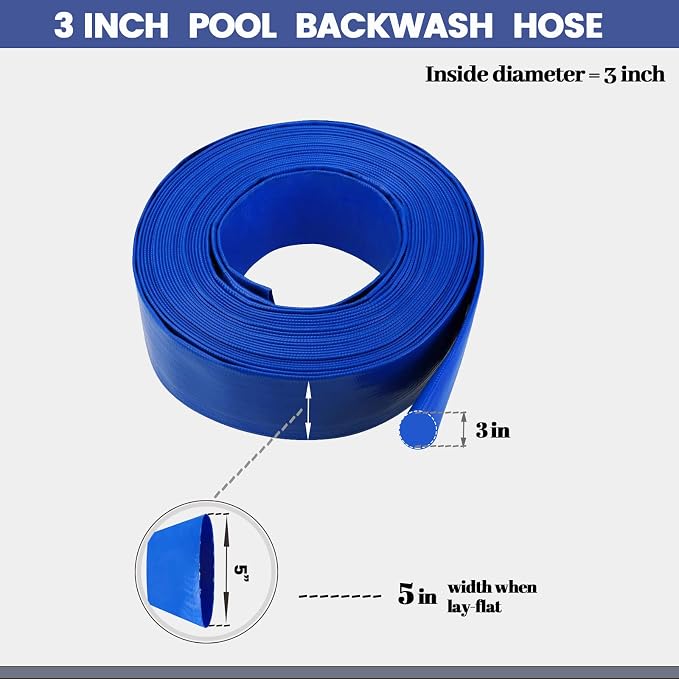 Eastrans 3 inch x 25 FT Pool Backwash Hose, 5 inch Width When Pool Hose Lay-Flat - Image 3