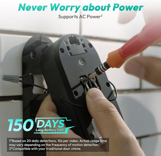 BOTSLAB Doorbell Camera Wireless, 5MP Video Doorbell, 180°Panoramic View - Image 7