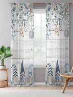 Sheer Curtains 84 Inches Long, Coastal Eucalyptus Leaf Semi Sheer Curtains - Image 5