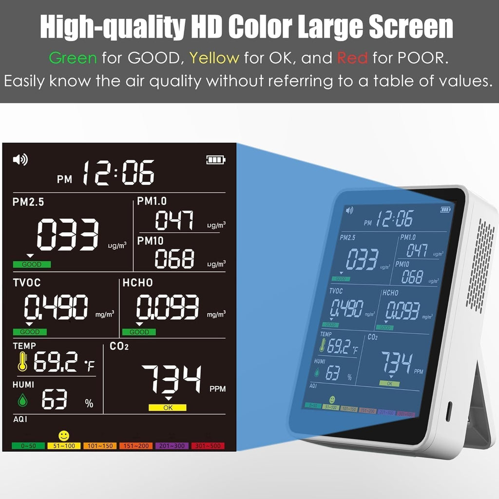 16-in-1 Indoor Air Quality Monitor, High-Precision Multi-Parameter
