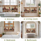Brown Farmhouse Tier Curtains, Vintage Country Animals Wooden Grain Light - Image 8