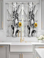 Grey Farmhouse Living Room Curtains 72 Inches Length, Vintage Sunflowers - Image 3