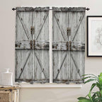 Vintage Gate Bedroom Curtains 63 Inches length, Farmhouse Wooden Grain Shabby - Image 2